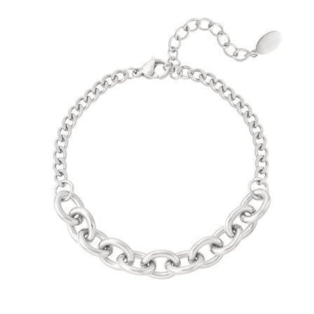 Silver Armband i Rostfritt Stål med Små & Stora Länkar
