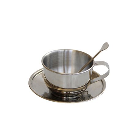 Dubbelväggiga Isolerande Kaffe Koppar Set Retro Kaffe Latte Te Koppar med Sked och Fat för Latte, Mjölk, Te, Espresso