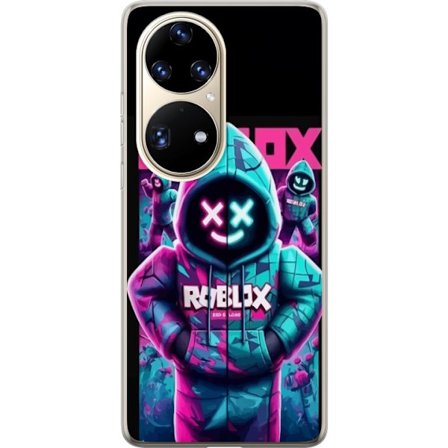 Huawei P50 Pro Gjennomsiktig deksel Roblox neonmaskehettegenser med futuristisk maskerad figur i sterke neonfarger som skaper et mystiskt kult og cybe