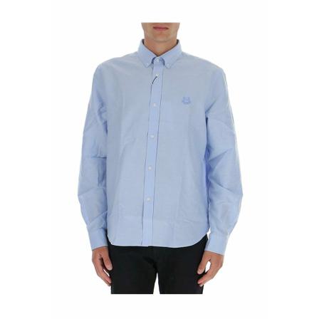 Kenzo, Tiger Crest logo embroidered shirt Blauw, Heren, Maat:M