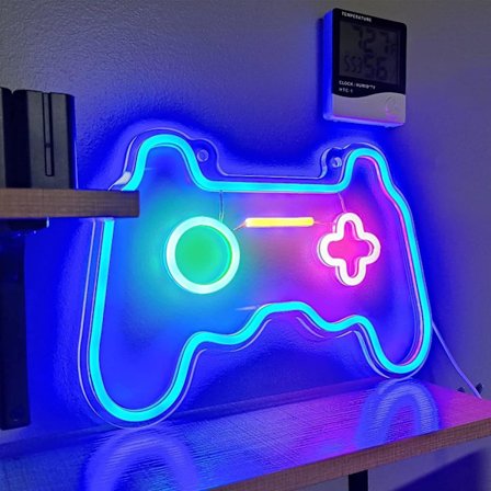 Dimbar Gaming Neonskilt, USB-drevet Gaming Neonskilt i Glass med Strømbryter for Soverom Veggdekor Spillerom Partydekor