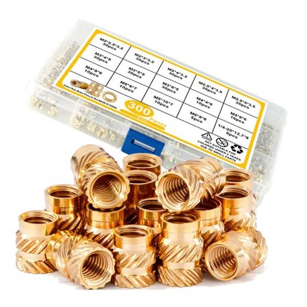 Gevindindsats i messing 300 stk