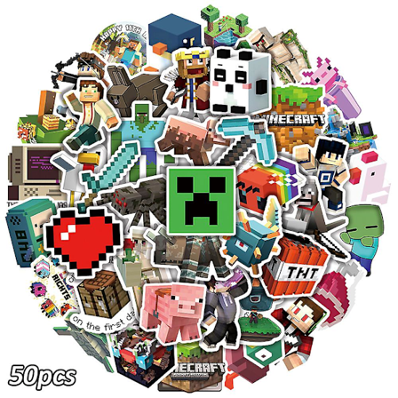 50 stk/sett Minecraft-tema klistremerker Pakke Vanntette Dekaler Dekor for Gitar Bagasje Skateboard Laptop Vannflaske (YJD)