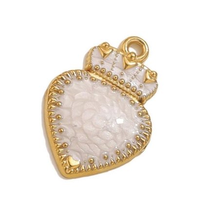 Kronhjärta Berlock Hänge Smyckeskomponent Rostfritt Stål Tillbehör Kreativt Halsband Örhängen Hantverksmaterial