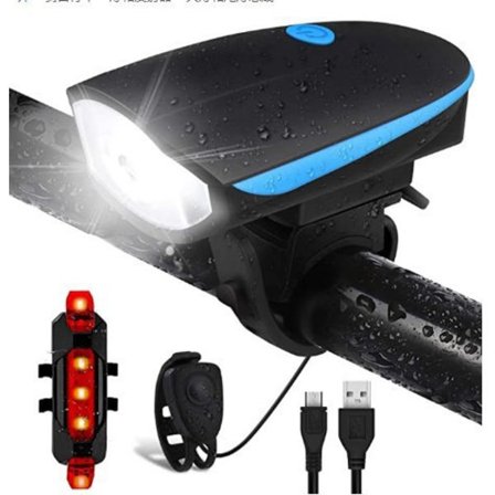 Fram- och bakljus för cykel med summer, kraftfull LED-cykellampa, cykelbelysning