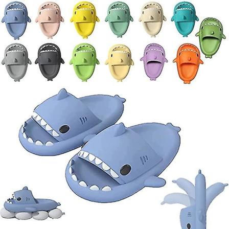 2022 Oppgradert Cloud Shark Slides, Søte Shark Tøfler for kvinner menn Blue EUR 38-39