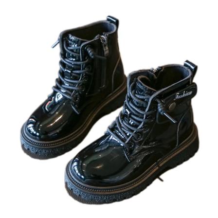 Barn Snörning Kort Bootie Sido Zipper Mode Combat Boot