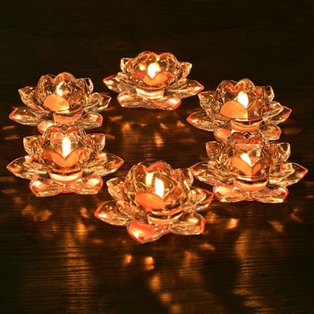 5 tums Lotus ljusstake i kristallglas Kreativ dekorativ heminredning, set om 2