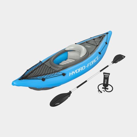 Kayak gonflable Bestway Hydro Force Cove Champion X1, 275 x 81 x 45 cm, bleu/orange + pagaie + pompe à main + sac de transport + sac de rangement + 