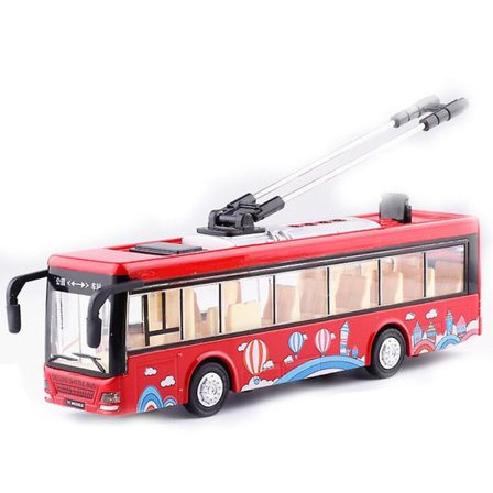 Lasten lelut Alloy Sightseeing Bus -malli 1/32 Trolley Bus Valettu Tram Bus Ajoneuvo Auto Leikki lelu valolla