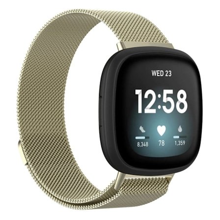 Fitbit Sense 2 / Versa 4 milanesiskt klockarmband i rostfritt stål - Officiell Guldstorlek: L