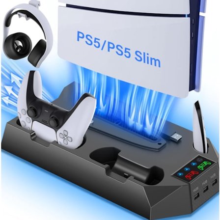 PS5/Slim/Pro konsol universal kølebeslag blæserbase multifunktion to-i-en håndtag direkte stik opladning med hovedtelefonholder