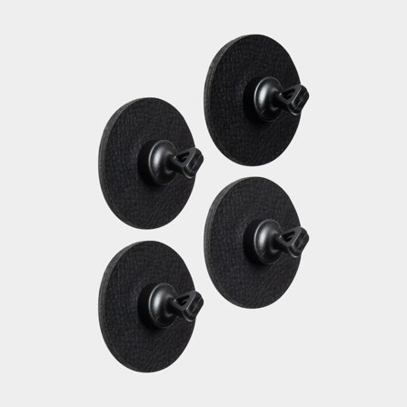 Magnetyczne haczyki Silwy Magnetic Pins Flex, czarne, 4-pak + czarne samoprzylepne płytki magnetyczne Ø5 cm - Jachtowa