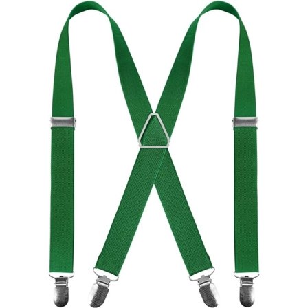 Mænds Seler med 4 Klips X-Form, Justerbare Elastiske Seler til Mænds Bukser, Mænds Seler til Bryllup Forretning Casual Seler (Grøn)