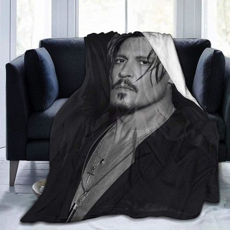 Johnny Depp Ultrablød Mikrofleece Tæppe Blødt og Varmt Plysset Hyggeligt Mikrofiber Tæppe til Trykt Tæppe Flanel Tæppe til 50x40in 125x100cm