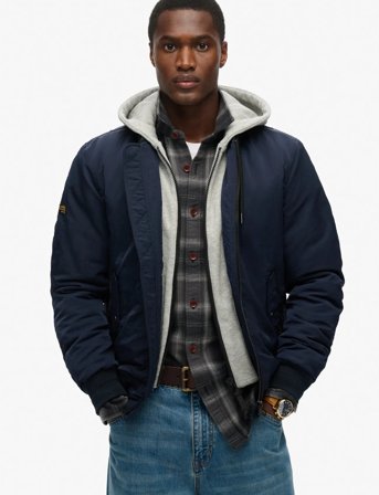 Superdry Military Hooded Ma1 Jacket - Navy - XXL