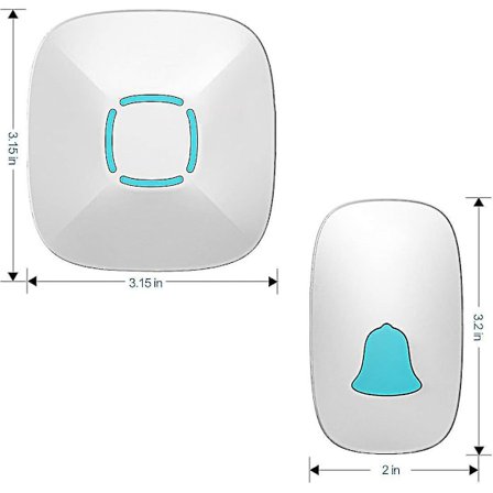 Trådløs Dørklokke, 1000ft/300m Afstand Bærbar Drift Radio Rækkevidde Med 36 Klokkespil, ingen Batterier Krævet For Modtager, blå/hvid (1 Sender + 1