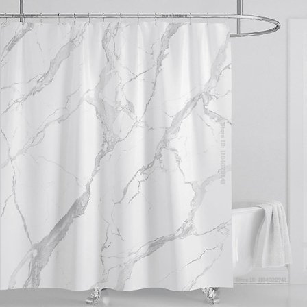Marmor Vattentätt Duschdraperi med Krokar, Tryckt Tvättbart Duschdraperi, Heminredning, B180xH180cm~03728 (FMY)