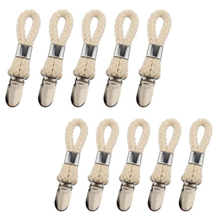 10 kpl Punottu Puuvillainen Rengas Pyyheklipsi Punottu Puuvillainen Rengas Pyyhe Metalliklipsi Kodin Säilytysripustin Keittiöpyyhekoukku Pidike Beige