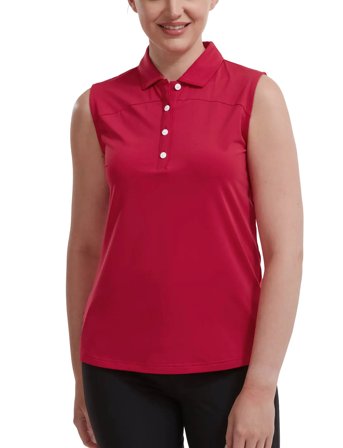 FootJoy Women's Mesh Back Solid Sleeveless Lisle - Red - M