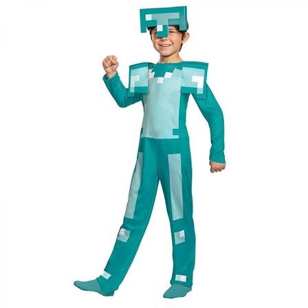 Minecraft-haarnasuun puku poikille, sininen puku, lasten taianomainen timanttihaarniska, Halloween, L (8-10) L