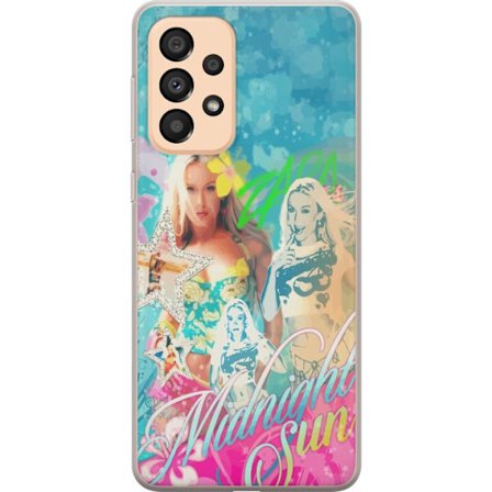 Yhteensopiva Puhelinkuori Samsung Galaxy A33 5G Seikkailumaailma Steve, Creeper ja eläimillä värikkäässä palikkagrafiikassa