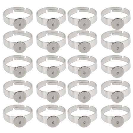 20 stk. tomme ringe 8 mm justerbar rustfrit stål DIY flad ringbase til DIY ringe DIY smykker