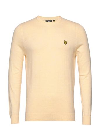 Cotton Merino Crew Jumper Strikkegenser M. Rund Krage Gul Lyle & Scott