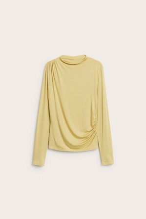 Kappahl | Top z długimi rękawami, z marszczeniem Jasnożółty S | Jasnożółty