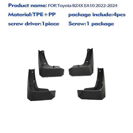 Til Toyota Bz4x Ea10 2022 2023 2024 Stænklapper Skærm Mud Flap Beskyttere Stænkskærme Biltilbehør Foran Bag 4 stk