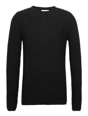 Knit Strikkegenser M. Rund Krage Svart Revolution