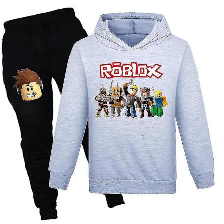 7-14 År Barn Tenåringer Roblox Gensergenser Joggebukse Antrekk Sett Joggingdress Gensersett Gaver Grå Grey 11-12Years