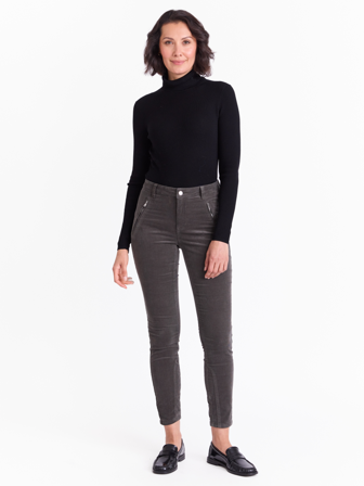 MATCH - Paris zip cordbukse - Marie Philippe - Str. 44 - Dame - Bukser & Jeans - Grønn - 98% bomull, 2% elastan