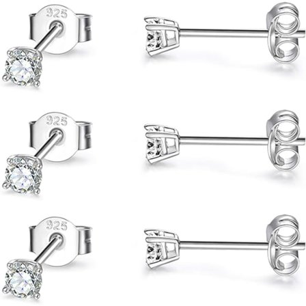 Stud Ørepynt Kvinner Jenter Herrer - 3 Par 3mm Ball Studs Rund