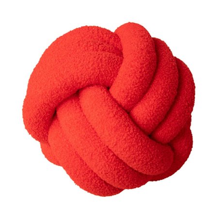 Blød Plys Knude Pude Bold, Rund Dekorativ Pude Håndlavet Moderne Pyntepude til Sofa Seng Gulv [DB] Lys Rød