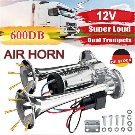 600DB 12V Tåkehorn Luft Horn Trykkluft Dobbel Trompet Fanfare Horn Bil Lastebil Båt