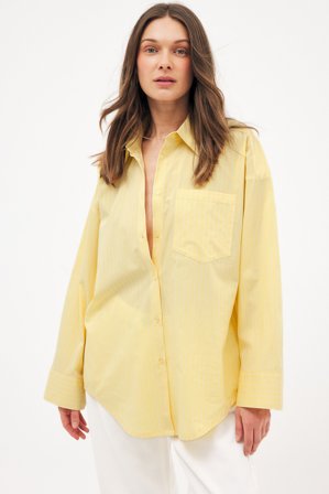 NA-KD Cotton Loop Detail Shirt - Skjorter - Gul - EU 42