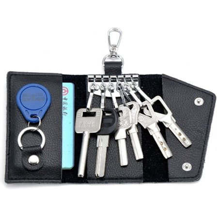 Læder nøgleetui, Læder nøglepung (Sort)