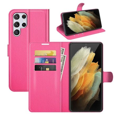 Classic Samsung Galaxy S22 Ultra Flip Suojakotelo - Rose