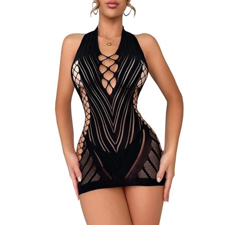 Elegant lingeri kjoler, dame ét stykke fiskenet babydoll chemise med G-streng, til romantiske aftener og specielle lejligheder