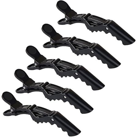 Krokodille Hårklemmer, Styling Hårklemmer Med Anti-Slip Greb Til Salon Hjemmebrug Tykt Tyndt Hår (5 stk - Sort)