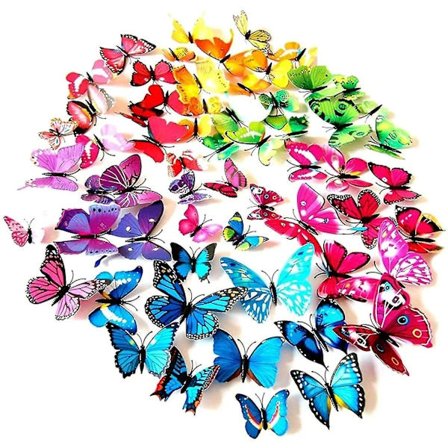 108 stk 3D sommerfugler veggdekorasjonsklistremerker, sommerfugldekorasjoner