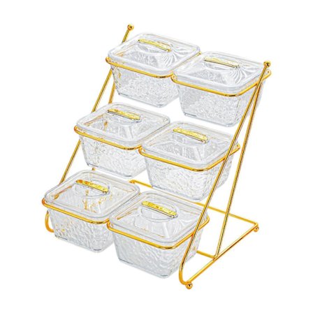 6 Rums Opdelt Snack Serveringsskål Bakke Slik Nødder Skål med Låg Madopbevaringsboks Beholder Opdelte Serveringsfade til Fest