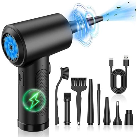 Højtryks Trykluft Støvsuger - Kontor Tastatur Rengøring - Trådløs USB Opladning - Tankløs