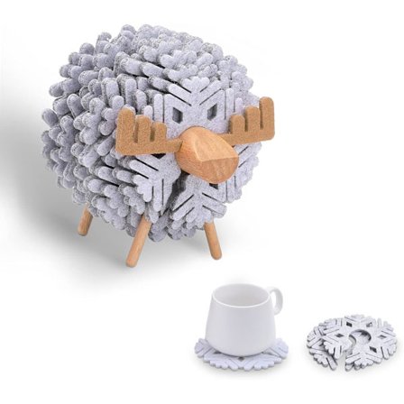 Brikkesett, Søte Filtbrikker med Holder, Beskyttelse Bordplate, Dekorative Koppbrikker for Alle Slags Krus og Kopper