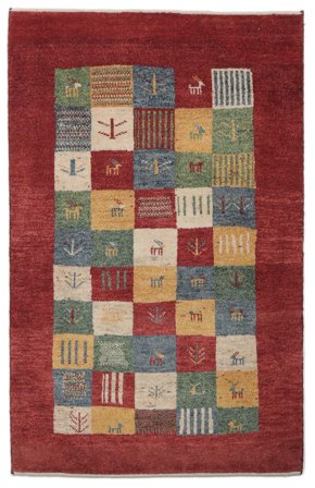 Gabbeh Persisch Teppich 97X153 Dunkelrot/Orange Wolle, Persien/Iran