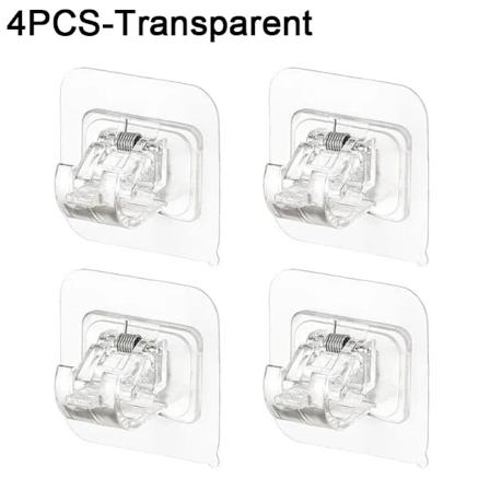 2/4 stk. Hængende Bruseforhængsstang Klip Selvklæbende Organiserende Hylde Justerbar Uden Boring Væg Opbevaringskroge Hjem Have Transparent-4PCS