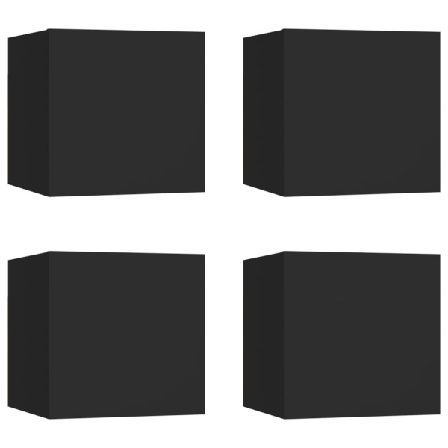 Vidaxl Väggmonterade Tv-skåp 4 St Svart 30,5x30x30 Cm Svart