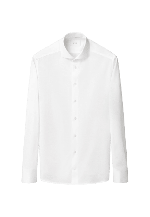 Eton Skjorta I Jacquardstickad Filo Di Scozia Contemporary Fit Skjortor Herr Vit 42