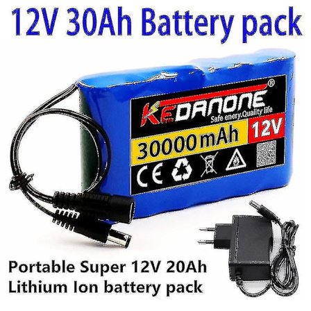 Ny bærbar Super 12v 30000mah oppladbar litiumionbatteripakke kapasitet Dc 12.6v 30ah CCTV kameraovervåker + lader